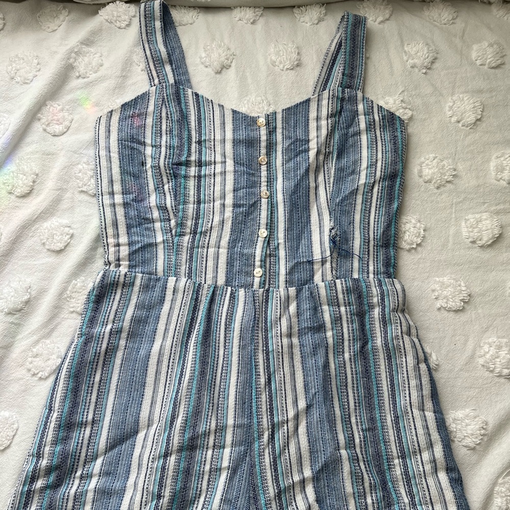 Blue striped romper